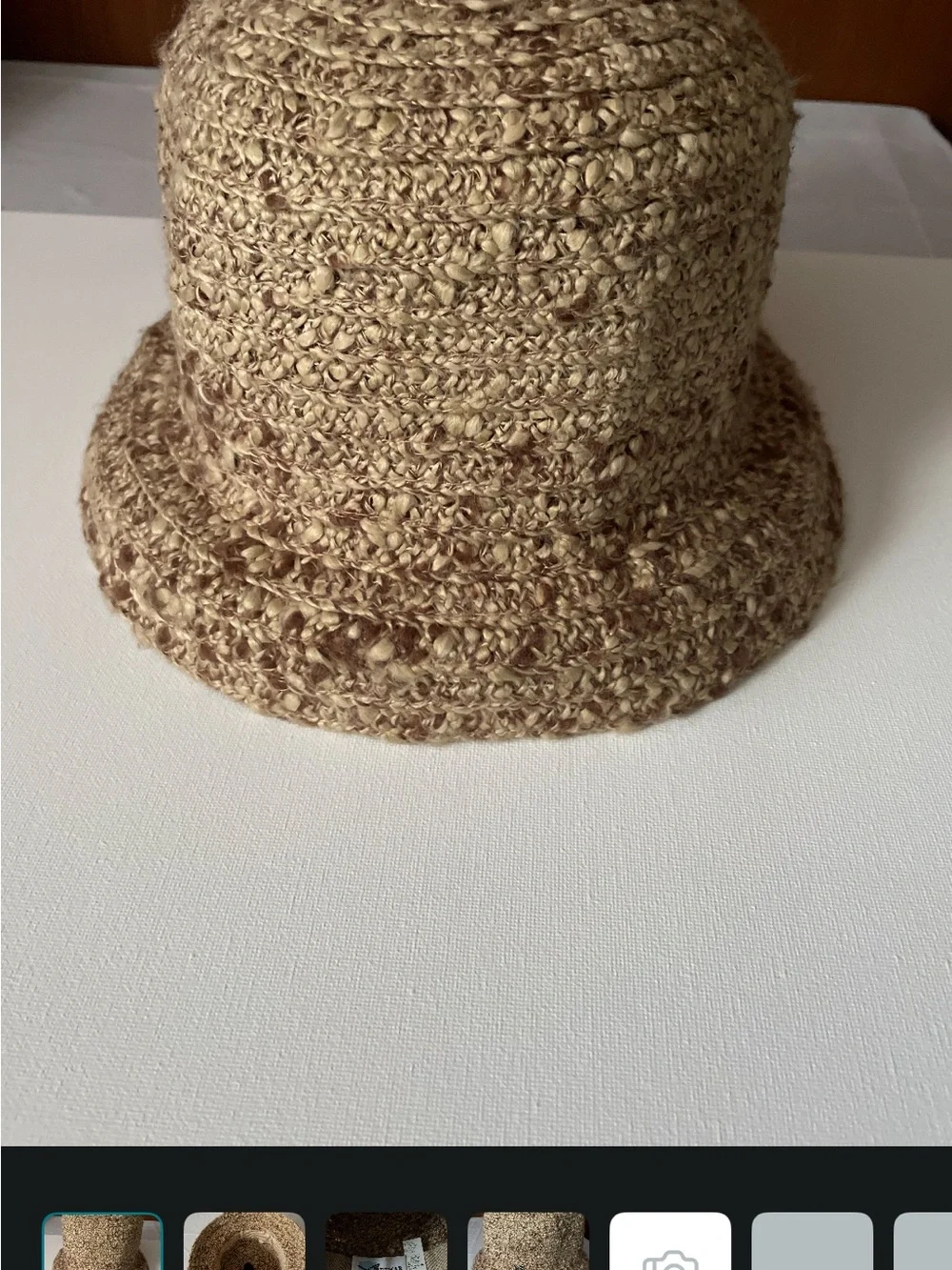 betmar Two-Tone Woven Bucket Hat in Beige and Brown